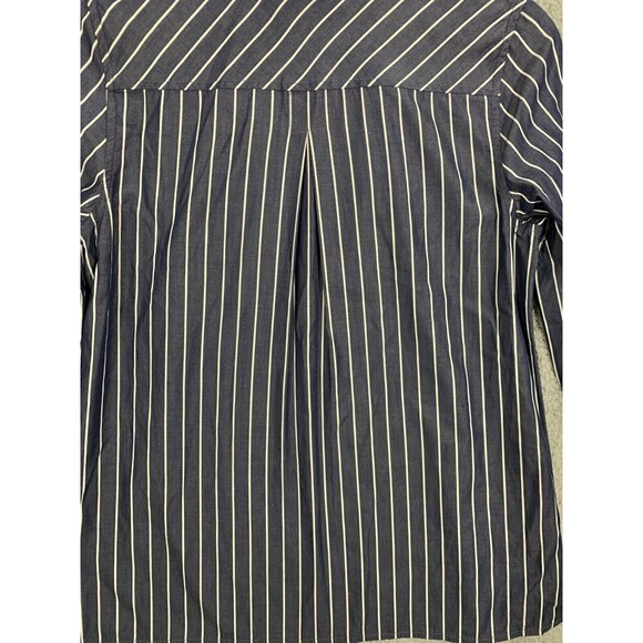 Tommy Hilfiger PM Blue & White Striped Deep V-Neck Half-Zip Long Sleeve Shirt - Picture 10 of 15
